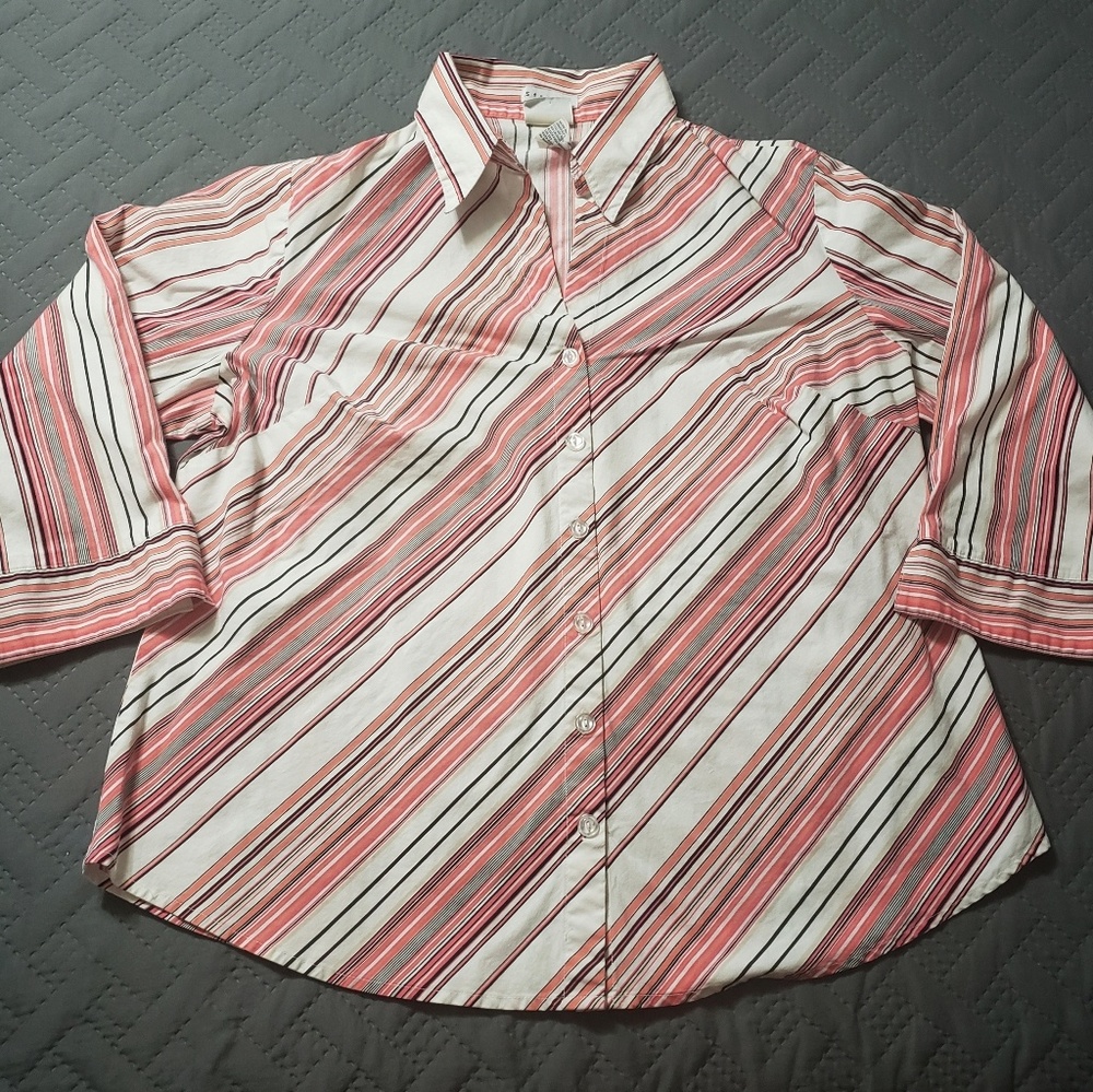 Carolina Colours Button Up Striped Top Size Plus 14/16